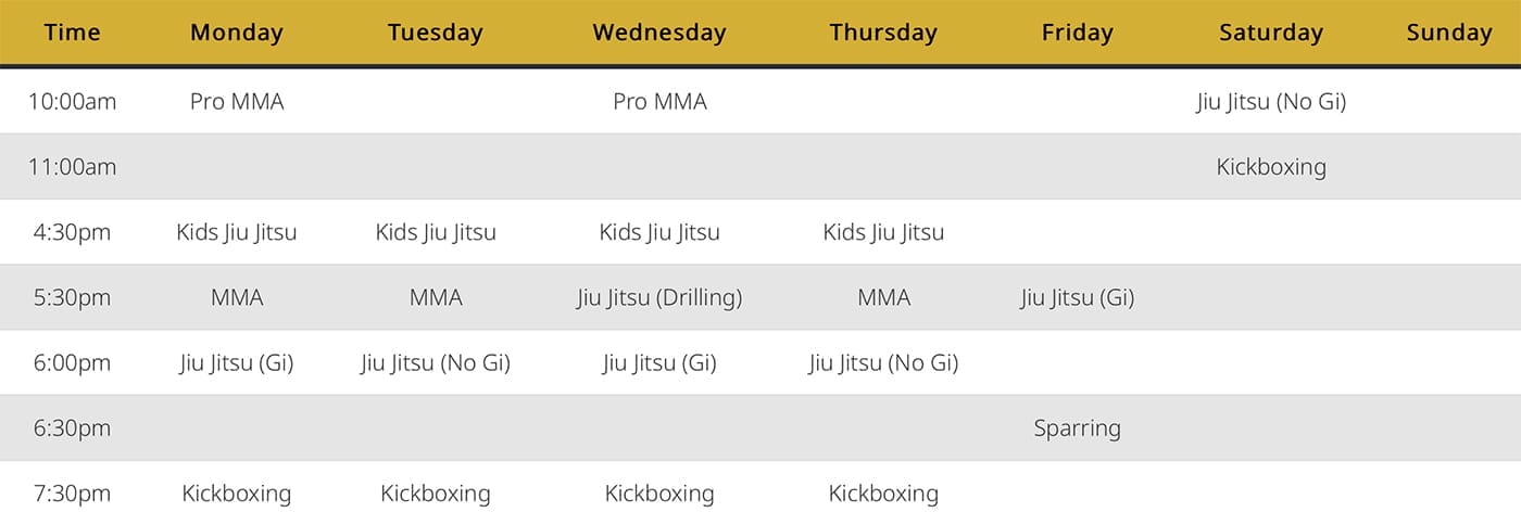 Kings MMA schedule