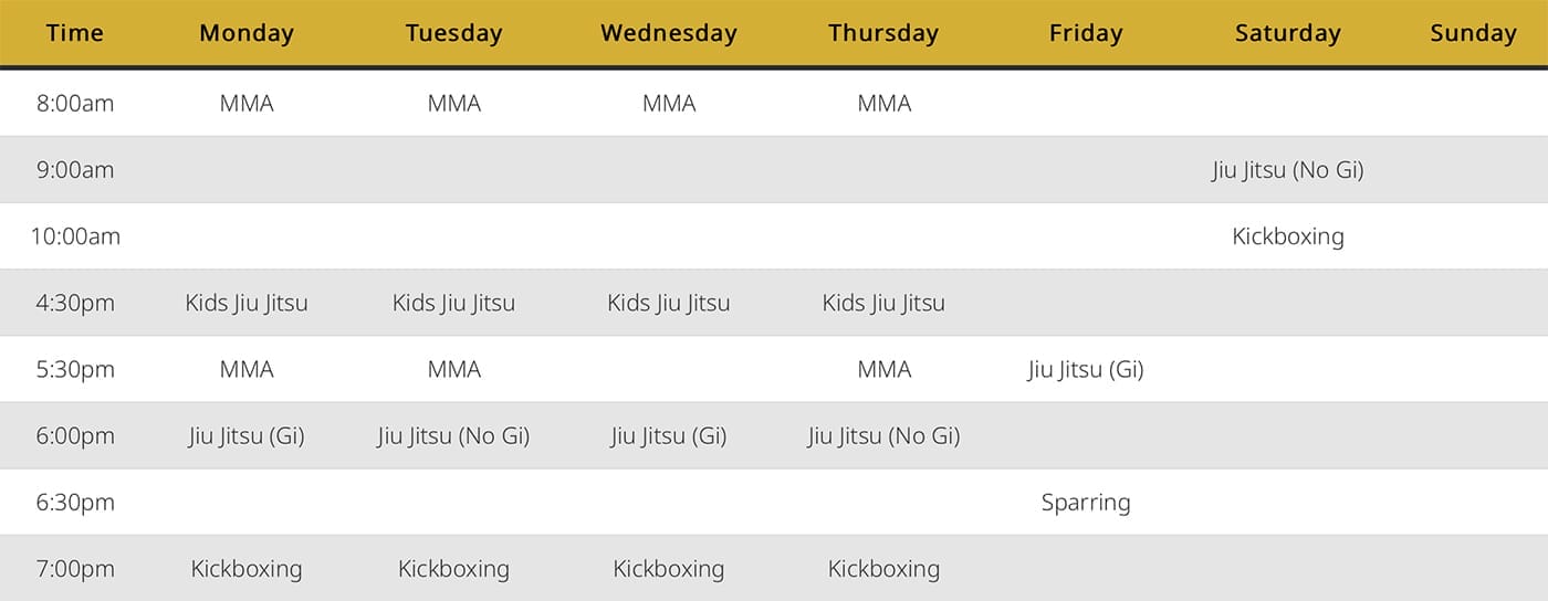 Kings MMA Schedule